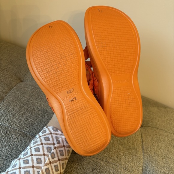 Vionic Womens Ortho SlipOn/FlipFlop Sunrise Orange Thong Braided Platform Sz9 - Picture 5 of 7